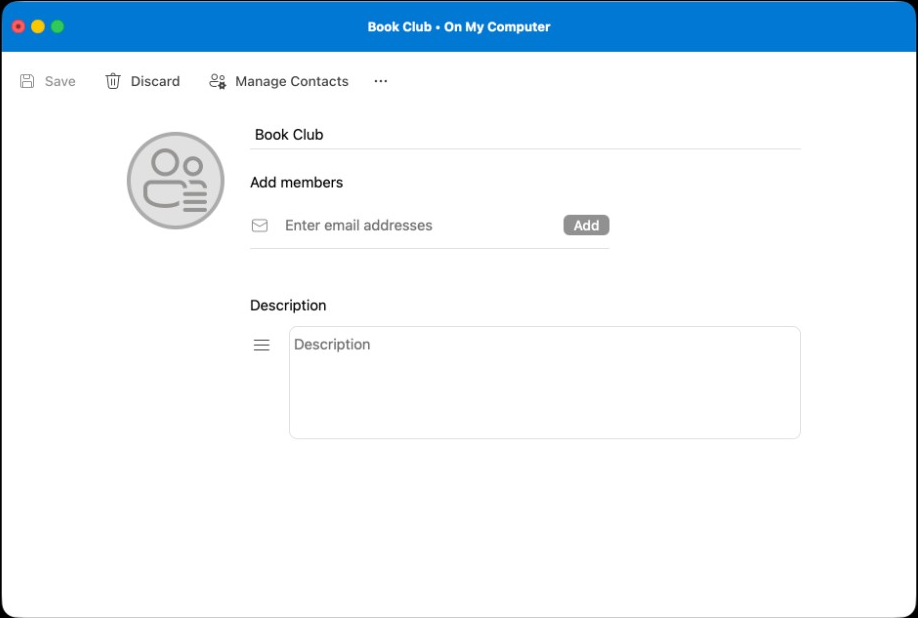 Naming a contact list and adding member email addresses in new Outlook