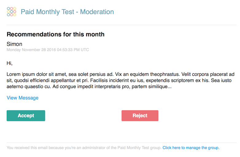 Moderate message with reason
